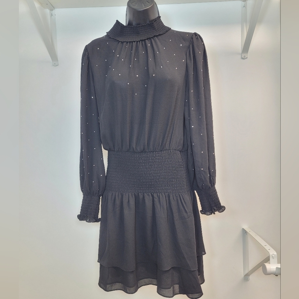 NWT WHBM Long Sleeve Heatset Blouson Mini Dress sz SP 570316198